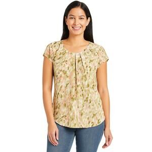 41 Hawthorn Lexie Pleat Front Blouse Women’s Large Multicolor Short Sleeve NWT